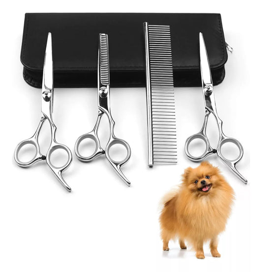 Kit Tijeras Para Peluqueria Canina 3en1