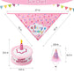 EXPAWLORER Traje de cumpleaños, lindo sombrero, bufanda y pastel chirriante