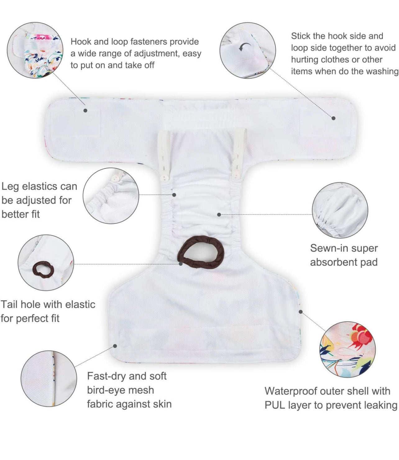 Pañales reutilizables XS - 3 unidades